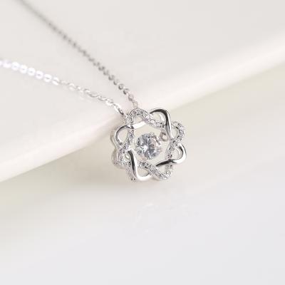 China Europe and America Flower Pendant Sterling Silver Necklace 925 Sterling Silver Necklace Active Diamond for sale