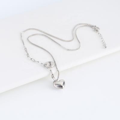 China Europe and America 925 Sterling Silver Necklace With Zircon Heart Pendant Sterling Silver Necklace for sale