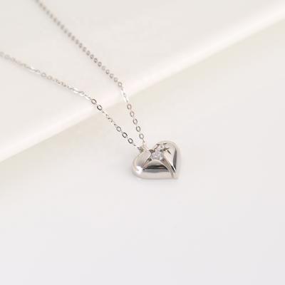 China Europe and America 925 Sterling Silver Heart Shaped Zircon Inlaid Pendant Necklace for sale