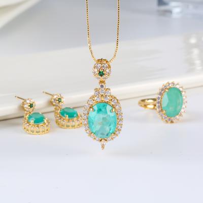 China New Fashionable 14k Gold Plated Claw Setting Ellipse Fashion Necklace Listing Set for sale