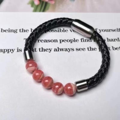 China 2021 Hot Selling Europe and America Rhodolite Bracelet Jewelry Watch Natural Gem Magnet Clasp Unisex Stainless Steel Bracelet for sale