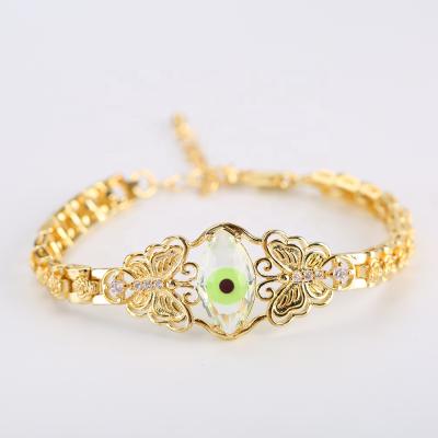 China 2021 CLASSIC Gold Plated Eye Bracelet Fashion Jewelry Stainless Steel Color Eye Inlaid Adjustable Ladies Bracelet for sale