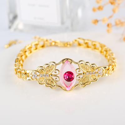 China TRENDY Eye Bracelet 2021 Fashion Jewelry Stainless Steel Gold Plated Color Diamond Eye Bracelet Women for sale