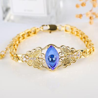 China TRENDY Eye Bangle 2021 Fashion Jewelry Color Diamond Eye Ladies Gold Plated Stainless Steel Bracelet for sale