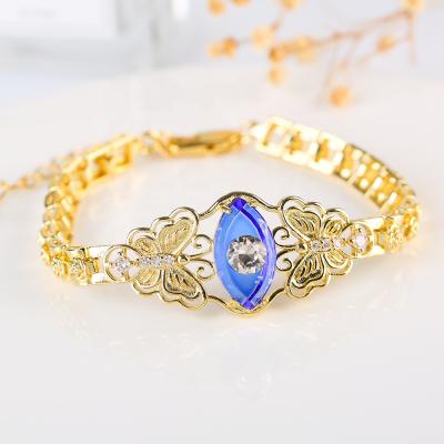 China Trendy Eye Bracelet 2021 Fashion Jewelry Color Eye Diamond Ladies Adjustable Gold Plated Bracelet for sale