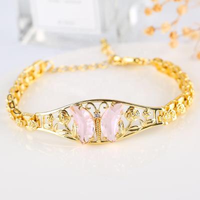 China Vintage Butterfly Bracelet 2021 Fashion Jewelry Gold Plated Stained Glass Crystal Butterfly Bracelet Women for sale