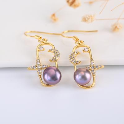 China 2021 Trendy and Beautiful Trendy and Beautiful 14k Gold Plated Natural Freshwater Pearl Circular Funny Earrings for sale