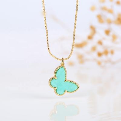 China Factory Adjustable Wholesale Boutique Necklace Multicolor Exquisite Butterfly Gold Plated Necklace for sale