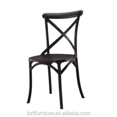 China Wholesale Modern High Quality Wedding Stacking Cross Back Metal Material Dining Chair for sale