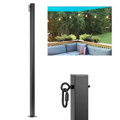 China Poly Cotton Heavy patio Lighting Stand Custom Outdoor Heavy Duty Black Powder Coated Galvanized Steel String Light Pole for sale