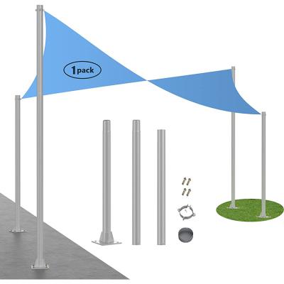 China Height Adjustable 10Ft Sun Shade Sail Poles Support Awning Canopy Outdoor String Light Pole Post Enlarged Shade Sail Poles Kit for sale