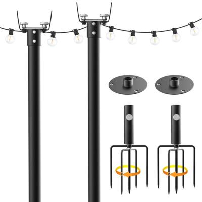 China Height Adjustable Light Poles with Fork and Base,Outdoor String Light Poles for Patio,Backyard and Garden for sale