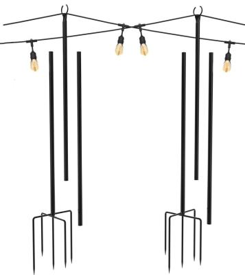 China Height Adjustable Extended base Outdoor String Light Poles for Patio,Backyard and Garden for sale