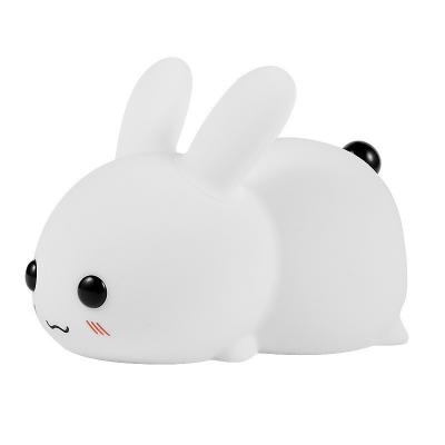 China Modern Cute Rabblt Night Light for Kids Soft Bunny Silicone Lamp with Remote Control and Tap Control for Kids Gift for sale