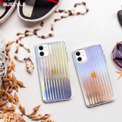 China Protect Cell Phone Factory Supply Holographic Scratch Effect Phone Back Cover Case For Iphone 12, Hologram Laser Line Phone Case For Iphone SE for sale