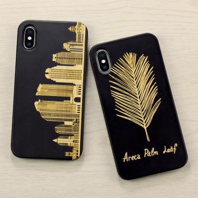 China Protect New Mobile Phone Laser Engraving Black Bamboo Wooden Case For iPhone X, For iPhone 7 8 Plus Phone Wooden Case for sale