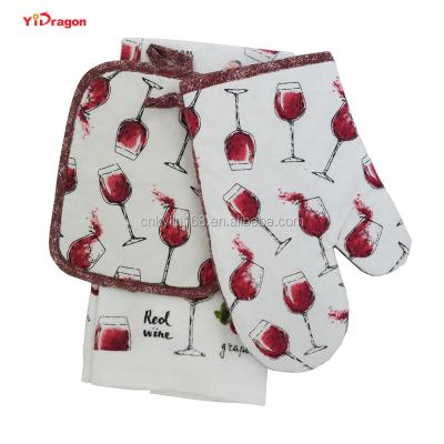 China Traditional Customized Silk Cotton Oven Gloves Oven Pot Holder Design Print For Kitchen Use for sale