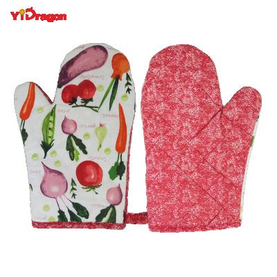 China Wholesale Custom Printed Cotton Microwave Oven BBQ Kitchen Oven Heat Resistant Glove for sale