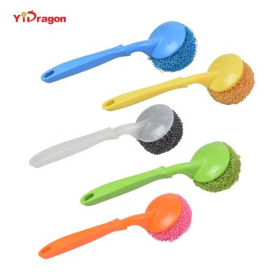 China Best Selling Sustainable Home Kitchen PP Scrubber Brush Cleaning Scourer With Handle for sale