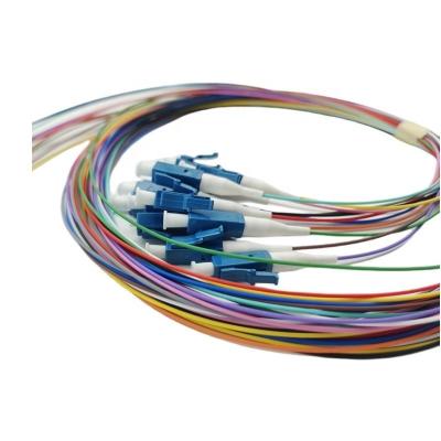 China LC UPC Connector Type Colorful Fiber Optic Pigtail for FTTH Equipment 1M/1.5M 12cores for sale