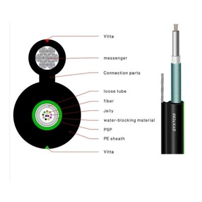 China Zwarte PE-vezeloptische kabel GYXFTC8Y 4/8/12 Core G652D Outdoor Single-Mode FTTH-kabel Te koop