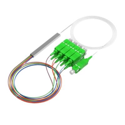 China ABS Box FTTH Mini PLC Fiber Splitter met FC/SC/LC/ST 1X2 1X16 Apic UPC Tube Connector Te koop