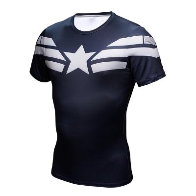 China High quality casual slim fit avenger print sports short t-shirt QUICK DRY for men for sale