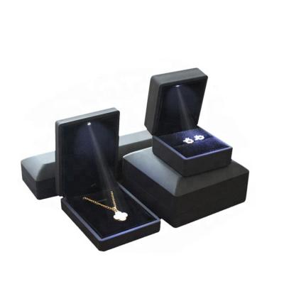 China Jewelry Packaging Wholesale Packaging Ring Led Box Earring Pendant Led Light Jewelry Box With Customize Logo for sale