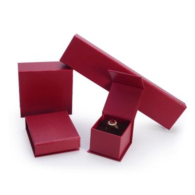 China Jewelry packaging magnetic enclosure red color natural cardboard box for jewelry boxes with logo on it for sale