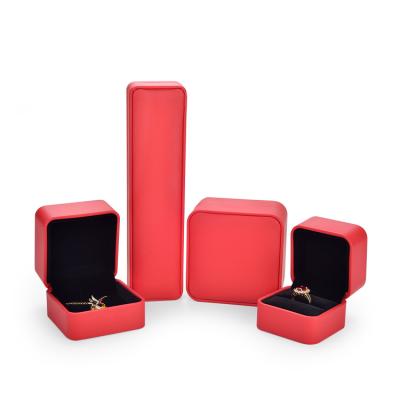 China Luxury Jewelry Packaging Custom Jewelry Box Velvet Inside Red Leather Around High End Jewelry Boxes For Jewelry for sale