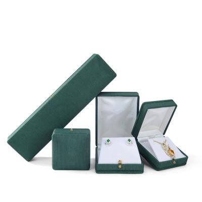 China Jewelry Packaging Buckle Dark Green Custom Logo Printed Jewelry Gift Box for sale