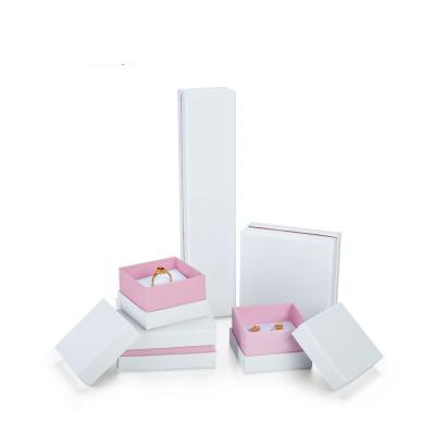 China Packaging Jewelry Cardboard Jewelry Boxes Necklace White Pink Pink Paper Box With Logo for sale