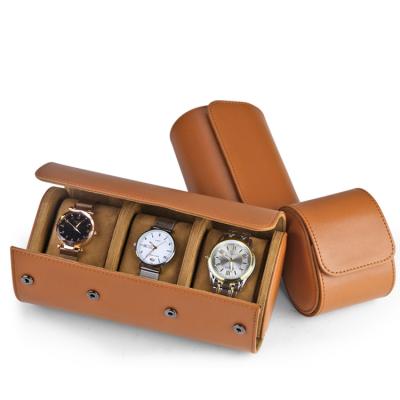 China Jewelry Packaging Luxury Custom Leather Watch Gift Box Double Watch Packaging Box With Button for sale