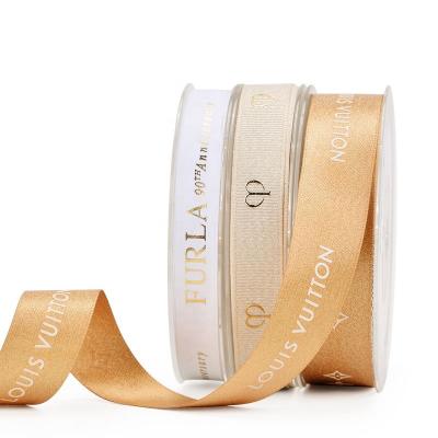 China Gift Wrapping Christmas Jewelry Gift Wrapping Ribbon Satin Ribbon With Printed Logo for sale