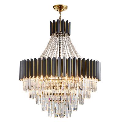 China Large contemporary black luxury ceiling k5 chandelier modern crystals for living room hotel villa for sale