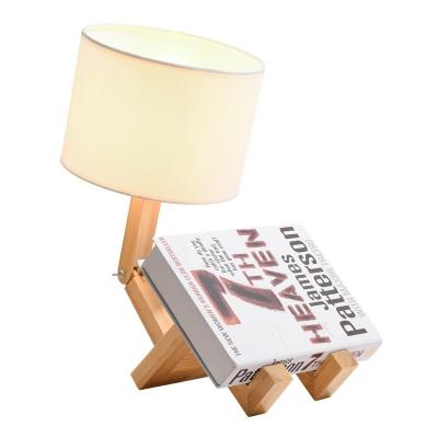 China Modern Creative Wooden Minimalist Living Room Desk Light Modern Study Wood Bedside Bedroom Cover Decorative Table Lamp for sale