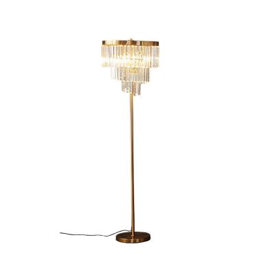 China American luxury bedroom hotel wedding modern home decor light artistic gold crushed crystal led chandelier floor lamp for sale