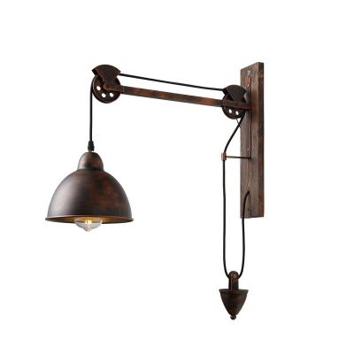 China American Vintage Industrial Retro Classic Modern Classic Black Pulley Wall Lamp for Cafe Office Living Room for sale