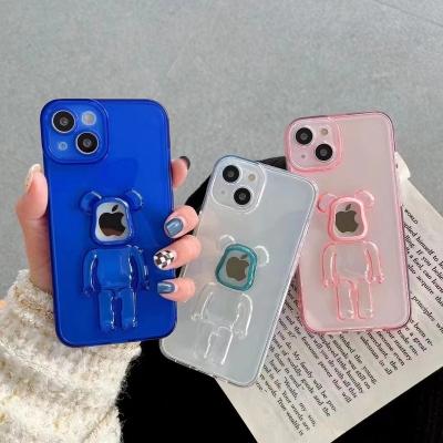 China Fundas Para Shockproof Bear With Strap Shockproof Transparent Soft Tpu Mobile Phone Case For Iphone Series for sale