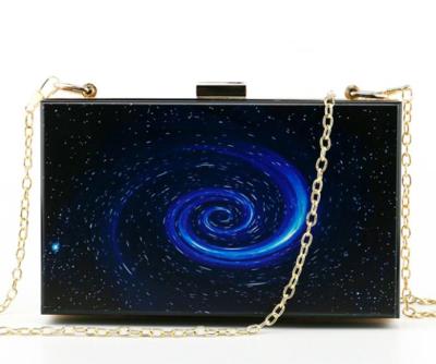 China Women's Fashionable Lady Fashion Evening Bag Wholesale Custom Boxed Starry Sky Boxed Purse Cross - Body Handbag Acrylic Clutch Bag for sale