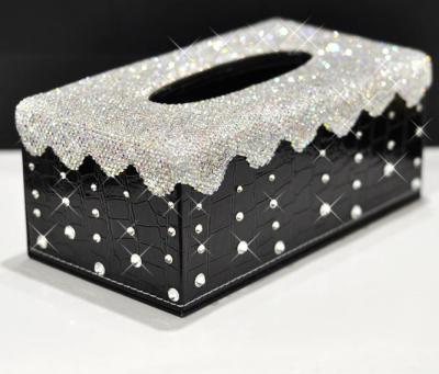 China fashion blingbling crystal rhinestone tissue boxes gem car tissue box unique style best quality for sale