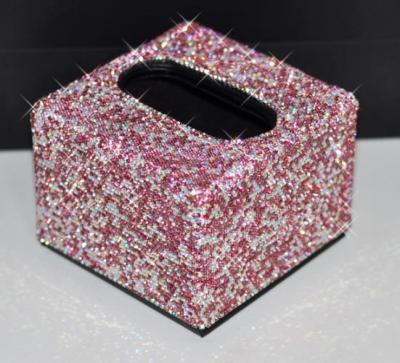 China Fashion Unique Style Crystal Tissue Box Home Decor Glass Paper Wholesale Luxury Rhinestones Paper Tissue Box for sale