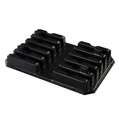 China Customized Couductive and Dustproof Form Conductive ABS Plastic Package Electronic Components Tray Black for sale