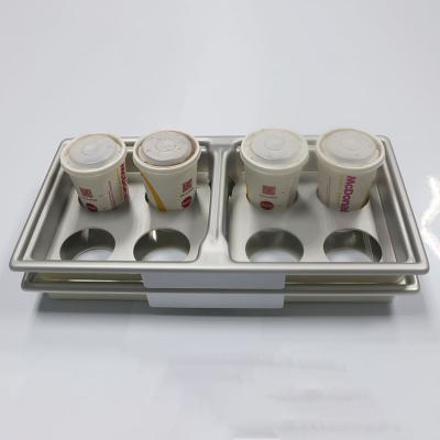 China Scratch Resistant Plastic Rectangle Serving Cola Wine Drink Tea Tray With Handle for sale