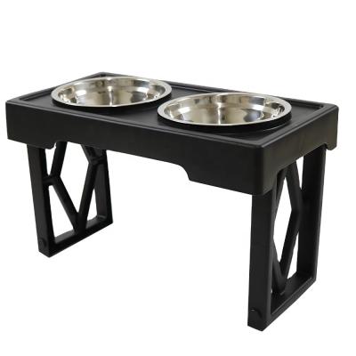 China Sustainable Premium Bred Dog and Cat Pet Feeder, Double Bowl Raised Rack Comes With Extra Two Stainless Steel Bowls for sale