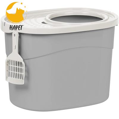 China Sustainable Cat Litter Box, Collapsible Top Entry Covered Lid Cat Litter Box, Easy Clean No Smell Pet Bin for sale