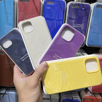 China Original 1:1 Shockproof Liquid Silicone Liquid Case For iPhone 14 13 12 Bumper Cover Device Mobile Phone Case For iPhone 14 Case for sale