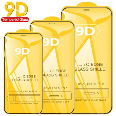 China Wholesale Price 9D Anti-oil Anti-fingerprint Screen Protector For iPhone 6 7 8 xs plus 12 xr xs 13 14 Tempered Screen Protector Mini Pro Max Full Cover for sale