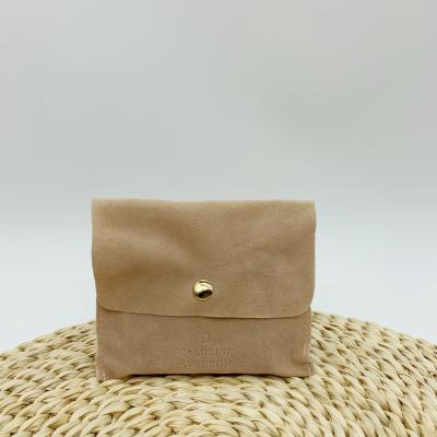 China Wholesale Recyclable Flap Button Jewelry Pouch Velvet Pouch Bag With Embossed Logo for sale