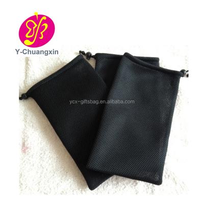 China Custom Small Mesh Gift Drawstring Bag Black Nylon Mesh Small Net Bags for sale